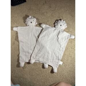 Marlowe & Co Organic Cotton Muslin Lovey Blanket Security Blanket Lion set of 2